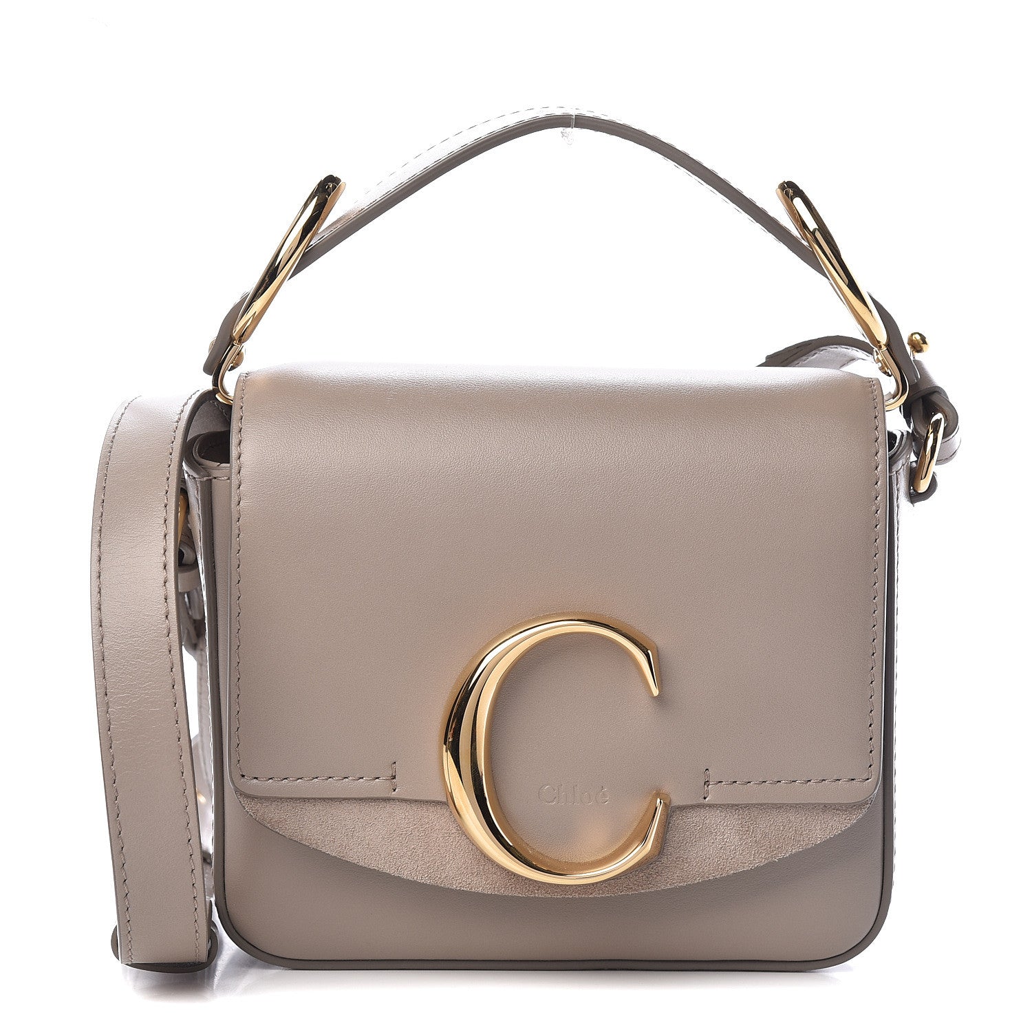 Chloe Shiny Calfskin Suede Mini C Bag Motty Grey 1 of 11