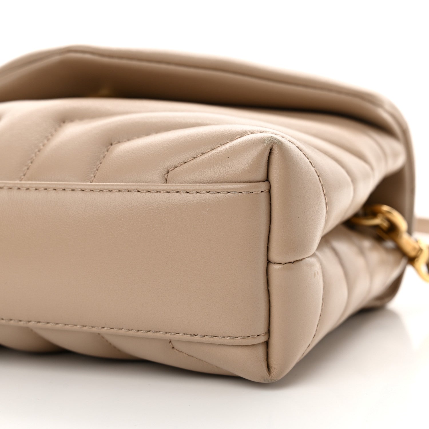 Saint Laurent Calfskin Y Quilted Monogram Toy Loulou Crossbody Bag Dark Beige 10 of 11