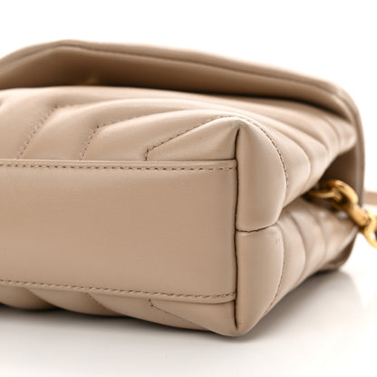 Saint Laurent Calfskin Y Quilted Monogram Toy Loulou Crossbody Bag Dark Beige 10 of 11