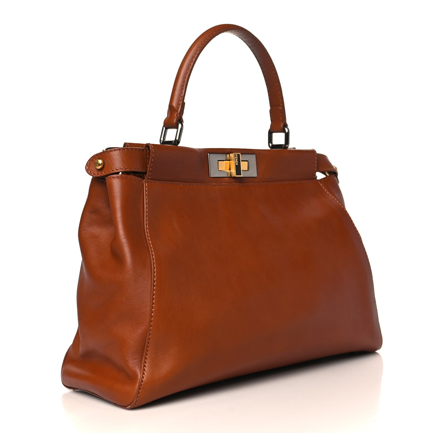 Fendi Vitello Suede Medium Peekaboo Iconic Satchel Cuoio Rame Moro 3 of 12