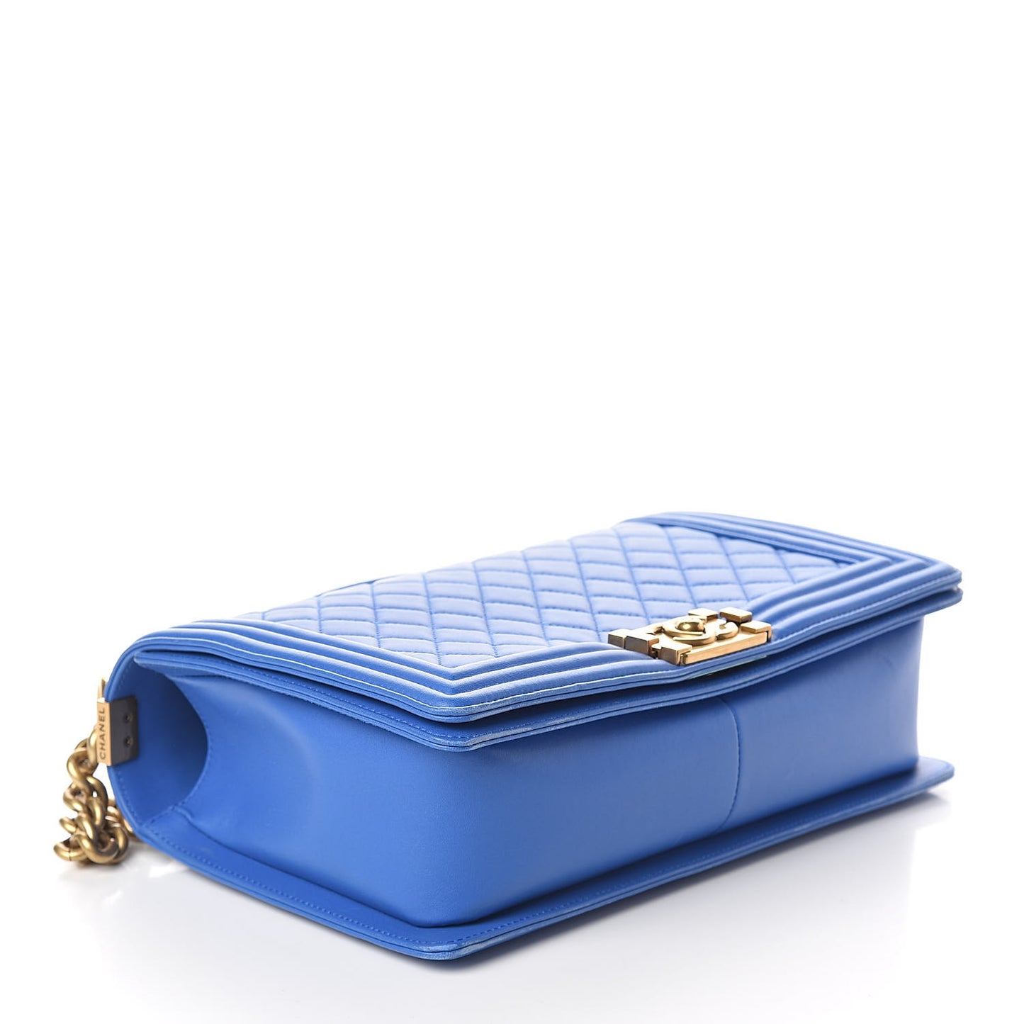 Lambskin Quilted New Medium Boy Flap Blue