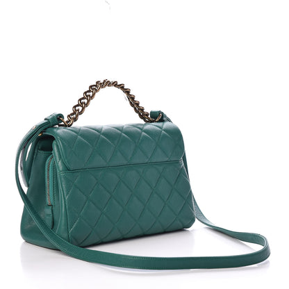 Chanel Shiny Sheepskin Quilted Small Trapezio Flap Green 3 of 9