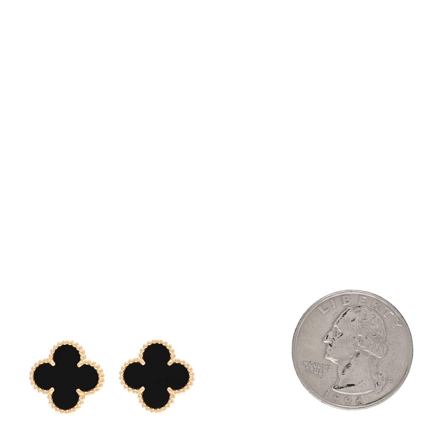 18K Yellow Gold Black Onyx Vintage Alhambra Earrings