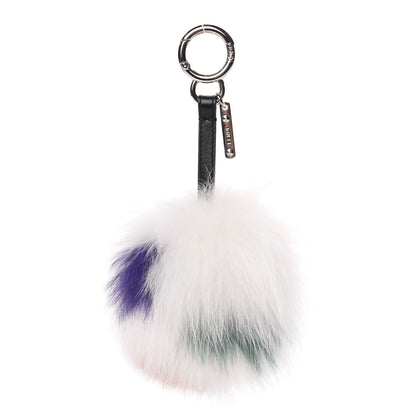 Fendi Fox Fur Polka Dot Pom Pom Bag Charm White 1 of 4