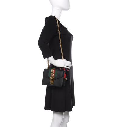 Gucci Calfskin Mini Sylvie Chain Shoulder Bag Black 2 of 11