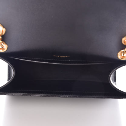 Saint Laurent Grain De Poudre Textured Mixed Matelasse Triquilt Medium Monogram Satchel Black 5 of 8