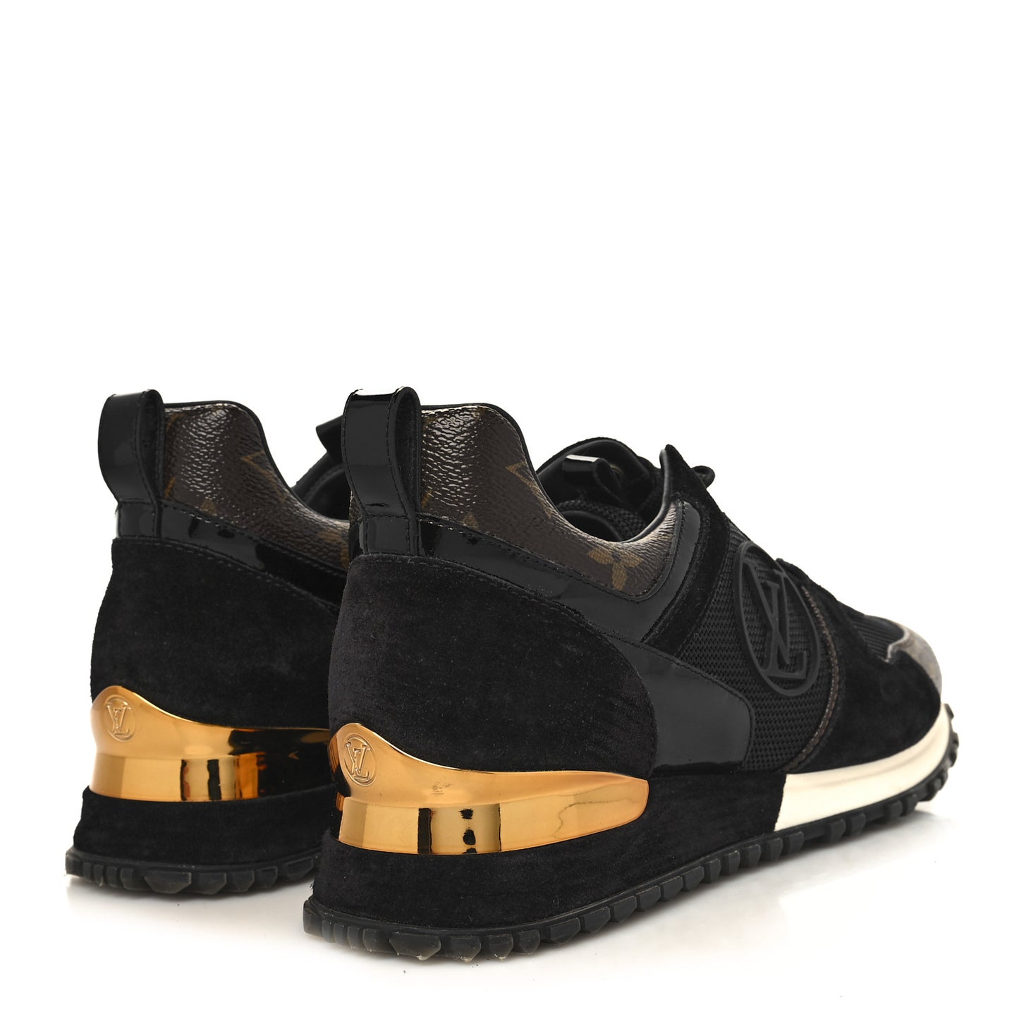 Suede Monogram Run Away Sneakers 36 Black