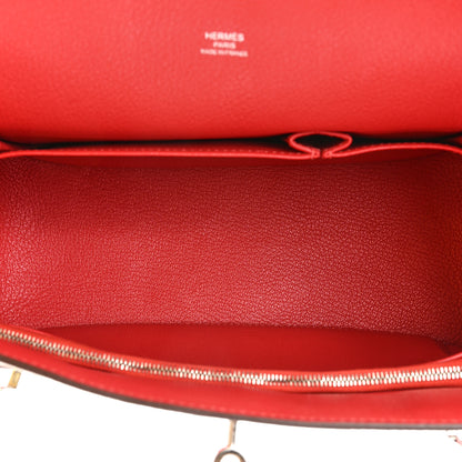 Hermes Taurillon Clemence Jypsiere 28 Rouge Pivoine 5 of 16