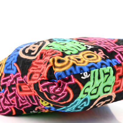 Chanel Caviar Fabric Graffiti Foldable Tote Bag With Chain Black Multicolor 16 of 18