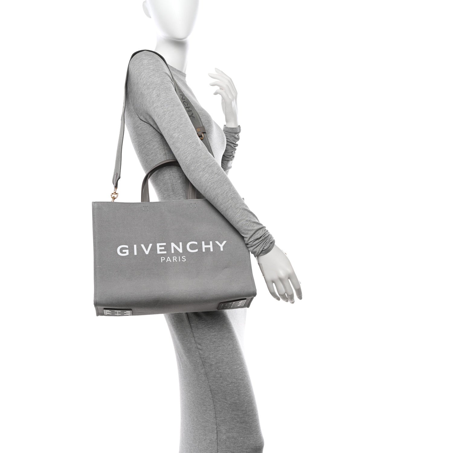 Givenchy Canvas Embroidered Medium G-Tote Grey Pink 2 of 11