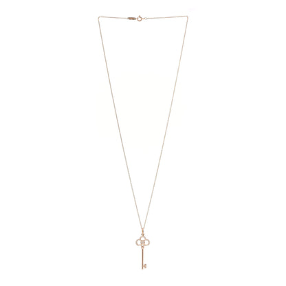 Tiffany 18K Rose Gold Diamond Crown Key Pendant Necklace 3 of 8
