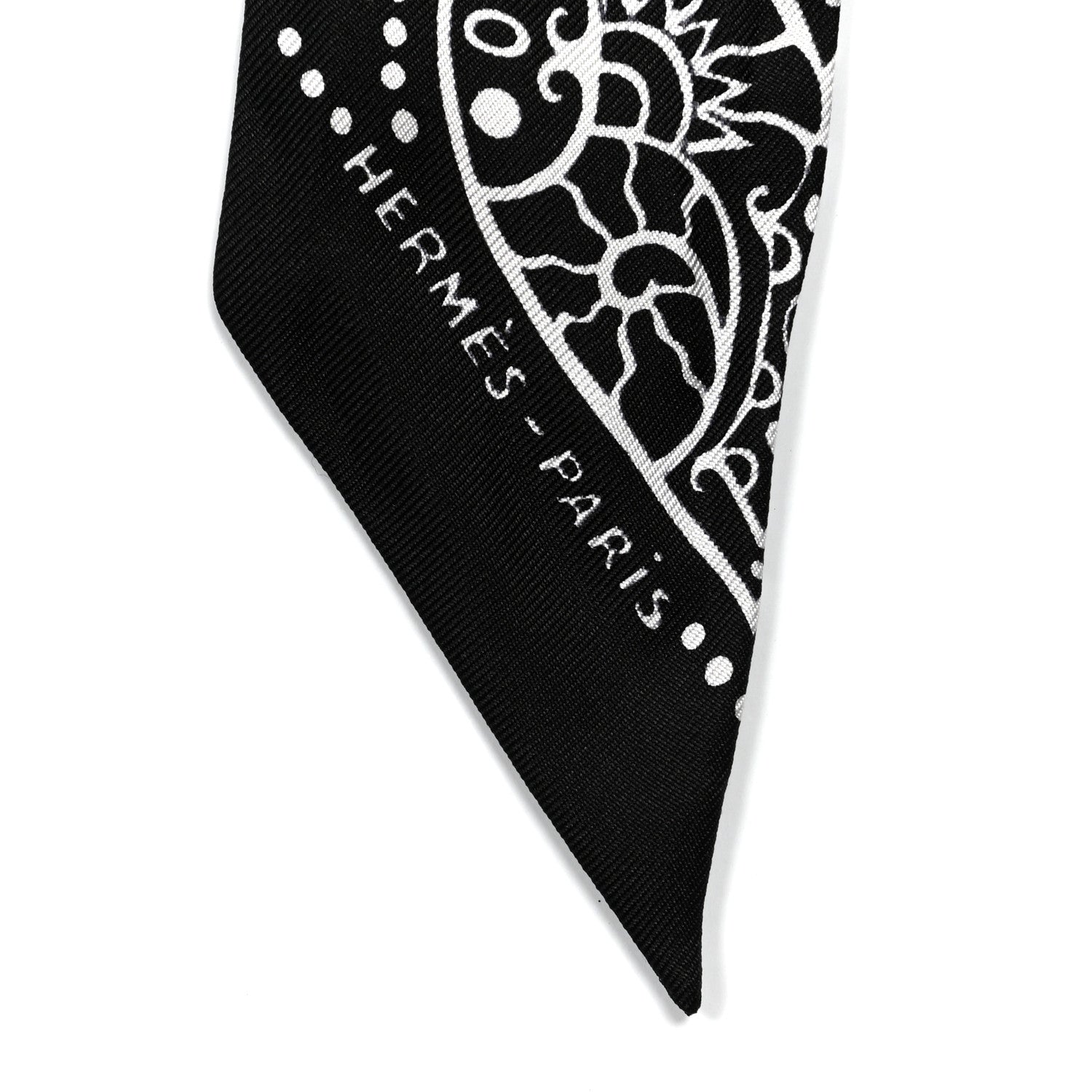 Hermes Silk Peuple Du Vent Bandana Twilly Black White 5 of 5