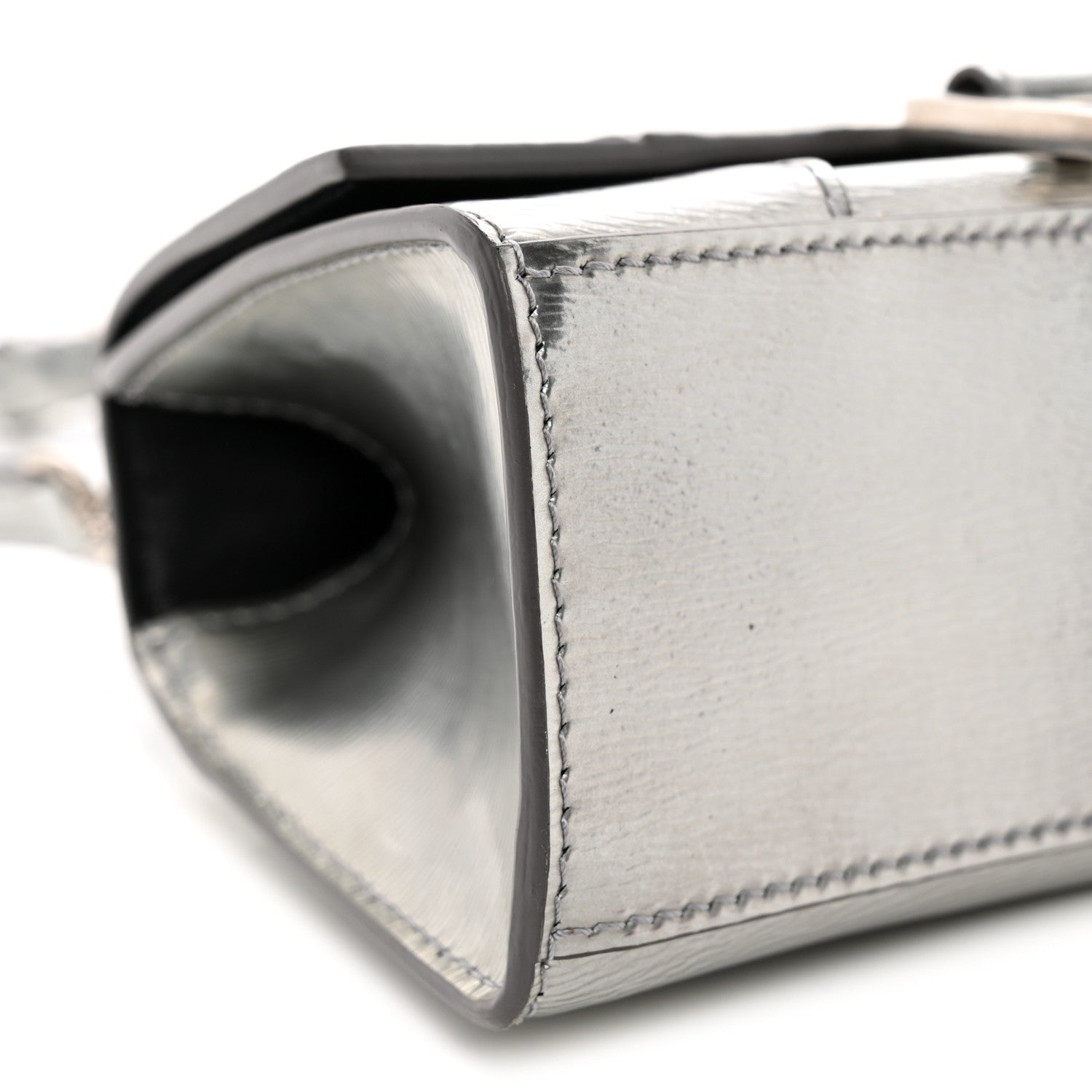 Balenciaga Metallic Textured Calfskin Hourglass Top Handle Bag XS Silver 10 of 14