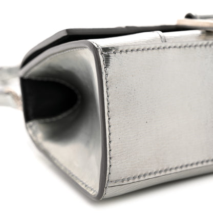 Balenciaga Metallic Textured Calfskin Hourglass Top Handle Bag XS Silver 10 of 14