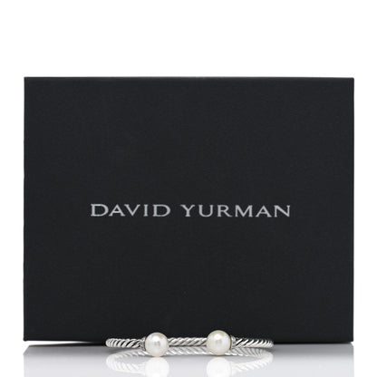 David Yurman Sterling Silver Diamond Cultured Pearl 9mm Solari Bracelet 4 of 4