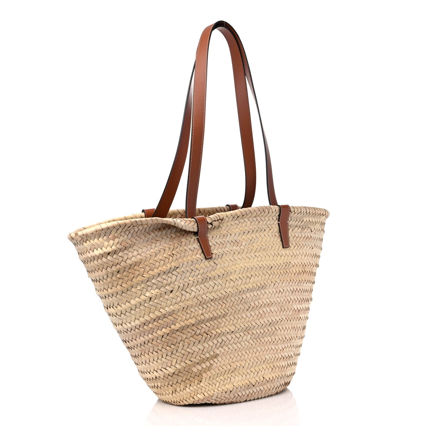Raffia Calfskin Triomphe Medium Panier Tan
