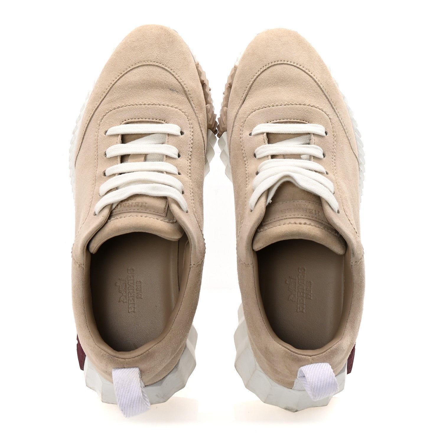 Hermes Suede Goatskin Bouncing Sneakers 35 White Gomme 2 of 9