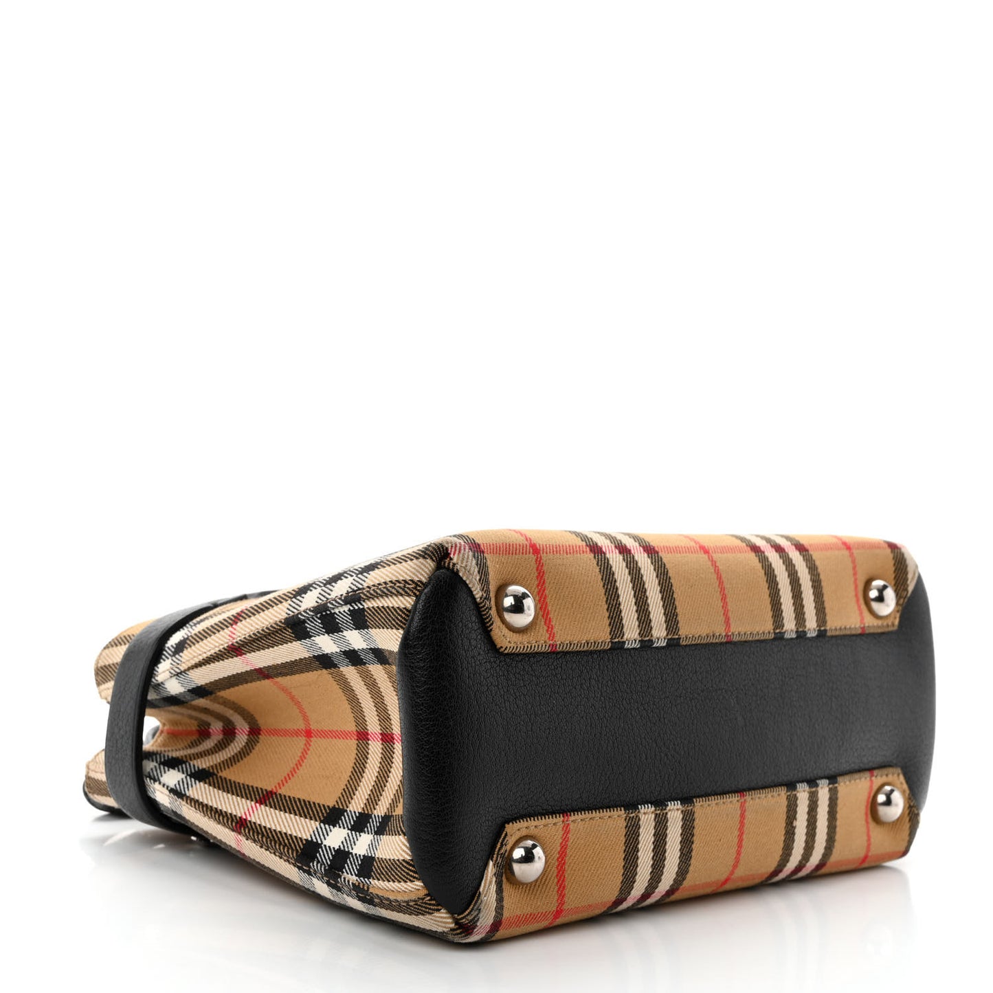 Goatskin Vintage Check Small Banner Tote Black