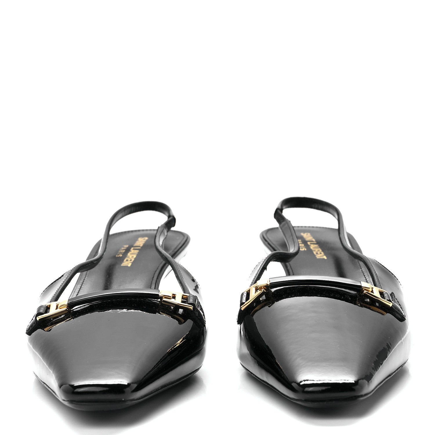 Saint Laurent Patent Bade Slingback Pumps 40 Black 2 of 8