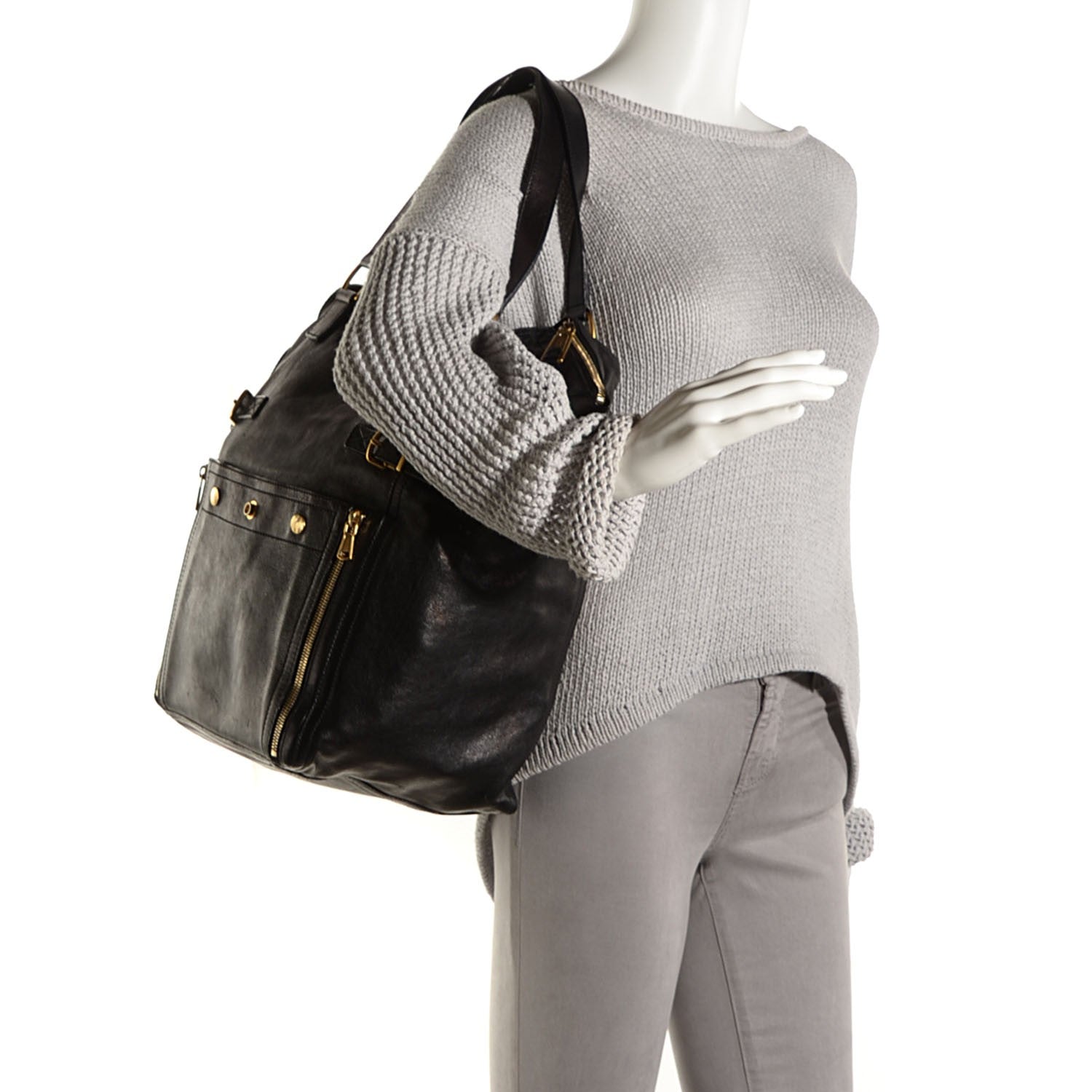 Saint Laurent Calfskin XL Downtown Tote Black 2 of 9