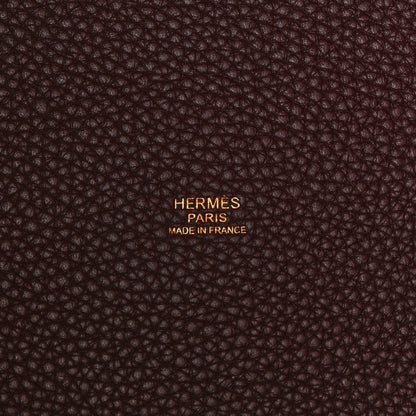 Hermes Taurillon Clemence Swift Eclat Picotin 26 GM Prune Orange Poppy 6 of 10