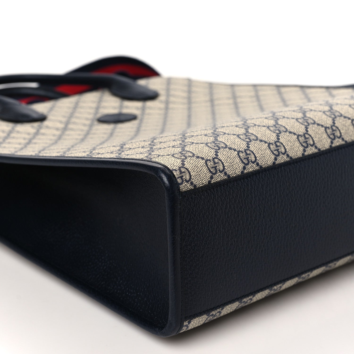 Gucci GG Supreme Monogram Textured Dollar Calfskin Web Medium Retro Interlocking G Vertical Tote Bag Beige Blue 7 of 8