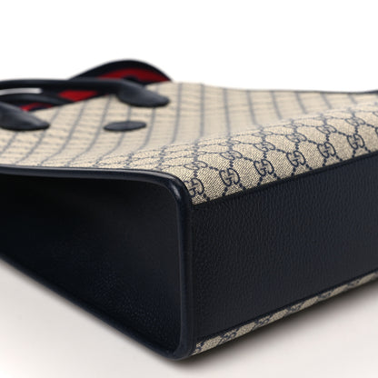 Gucci GG Supreme Monogram Textured Dollar Calfskin Web Medium Retro Interlocking G Vertical Tote Bag Beige Blue 7 of 8