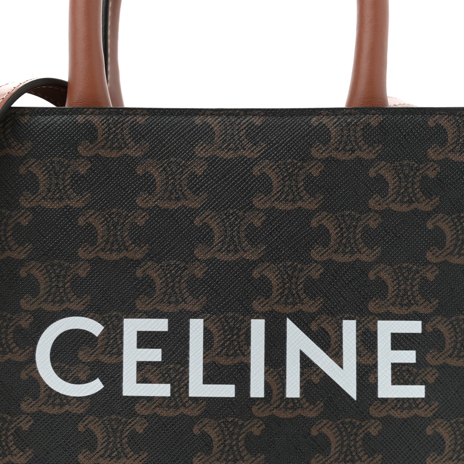 Celine Triomphe Canvas Calfskin Mini Vertical Cabas Tan 7 of 9