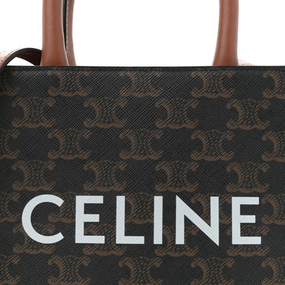 Celine Triomphe Canvas Calfskin Mini Vertical Cabas Tan 7 of 9