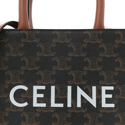 Celine Triomphe Canvas Calfskin Mini Vertical Cabas Tan 7 of 9