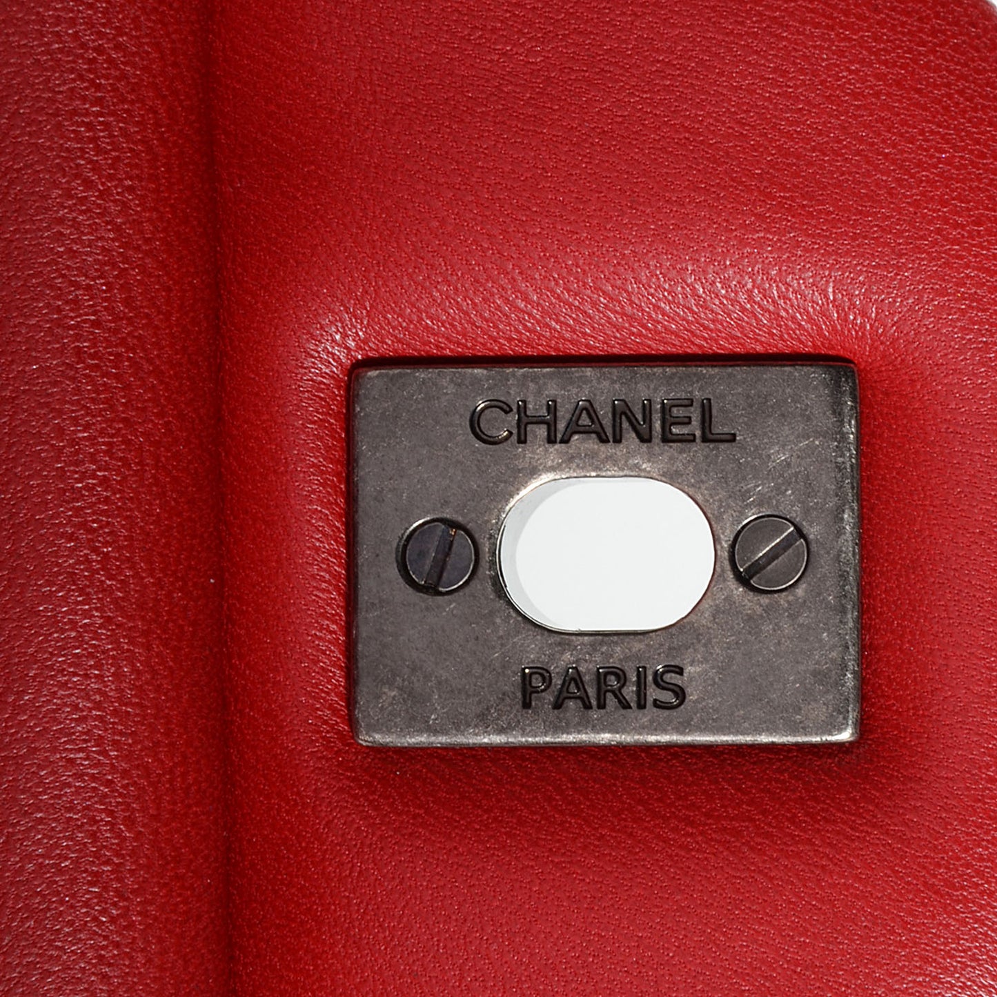 Lambskin Jumbo Double Flap Red