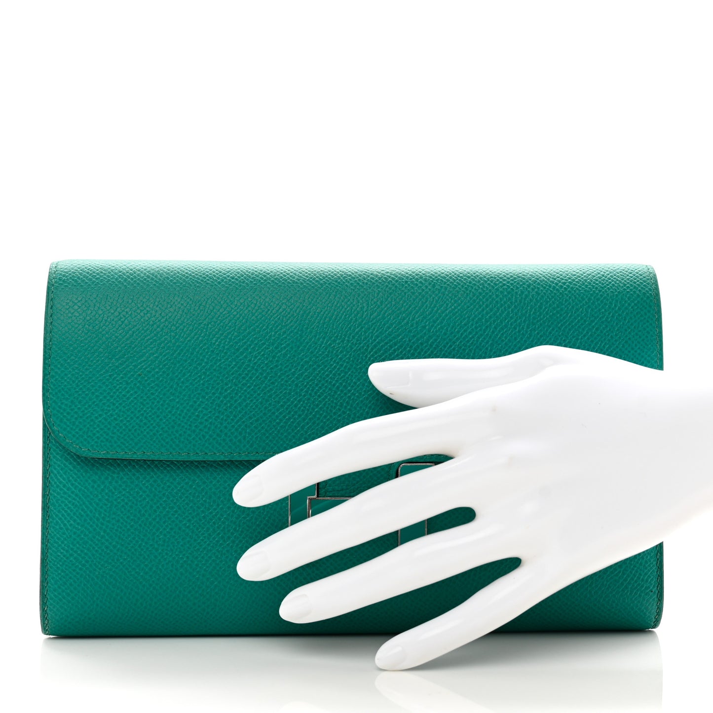 Epsom Enamel Constance Long Wallet Bleu Paon