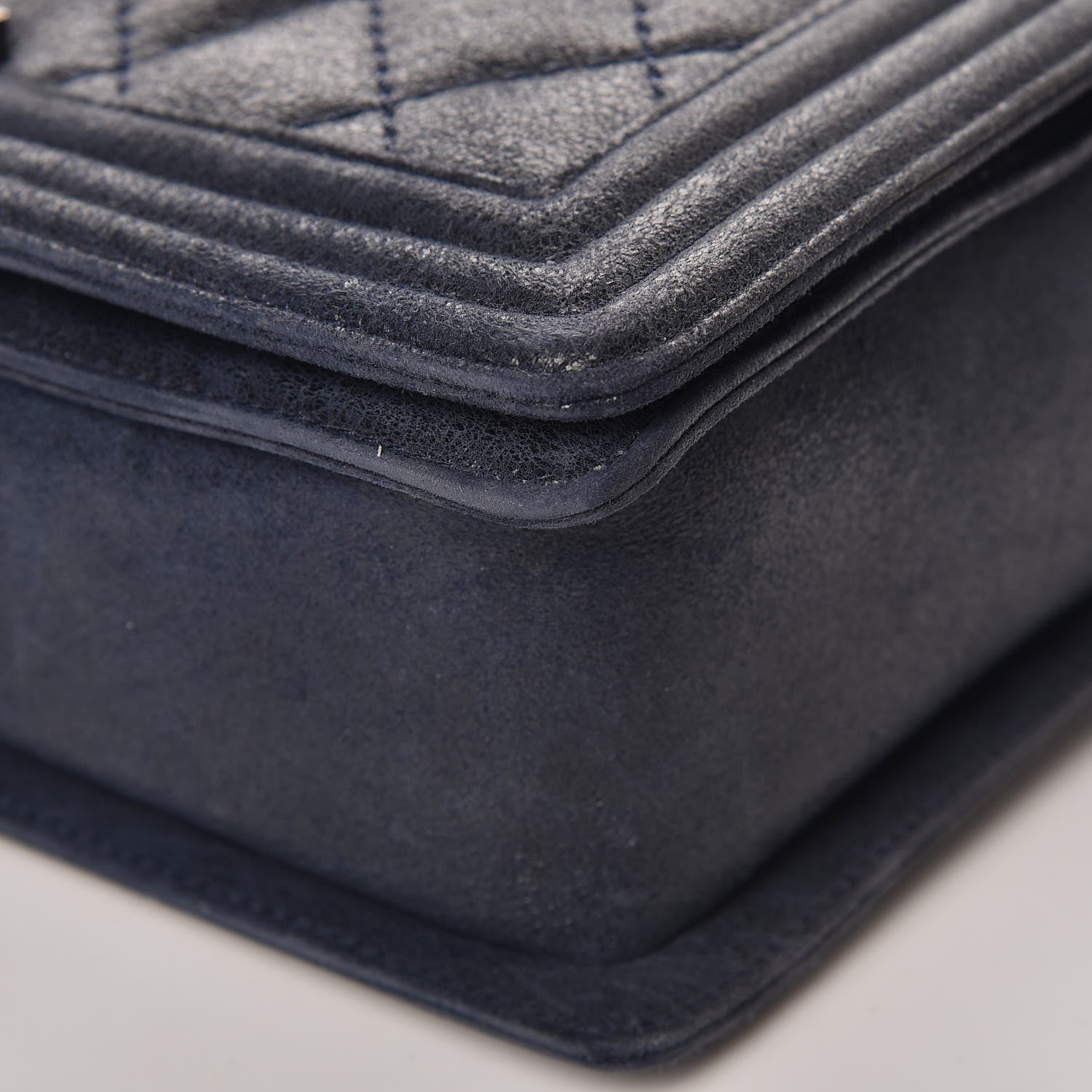 Chanel Goatskin Quilted Medium Gentle Boy Flap Navy Blue 11 of 17