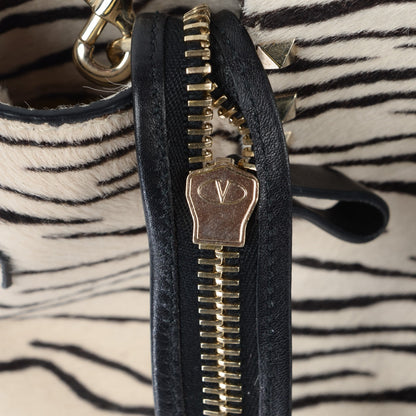 Valentino Garavani Zebra Print Calf Hair Rockstud Double Handle Tote 9 of 9