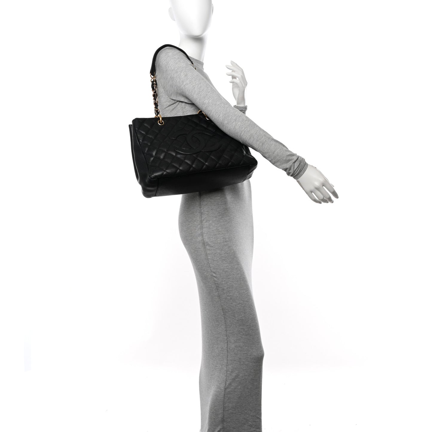 Caviar Quilted Grand Shopping Tote GST Black