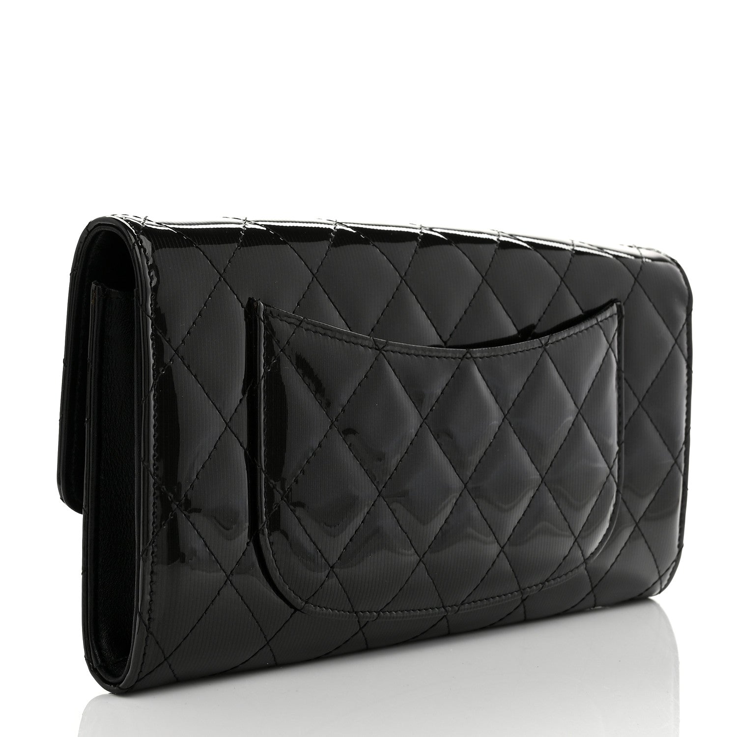 Chanel Striated Patent Quilted Travel Wallet Black 3 of 9