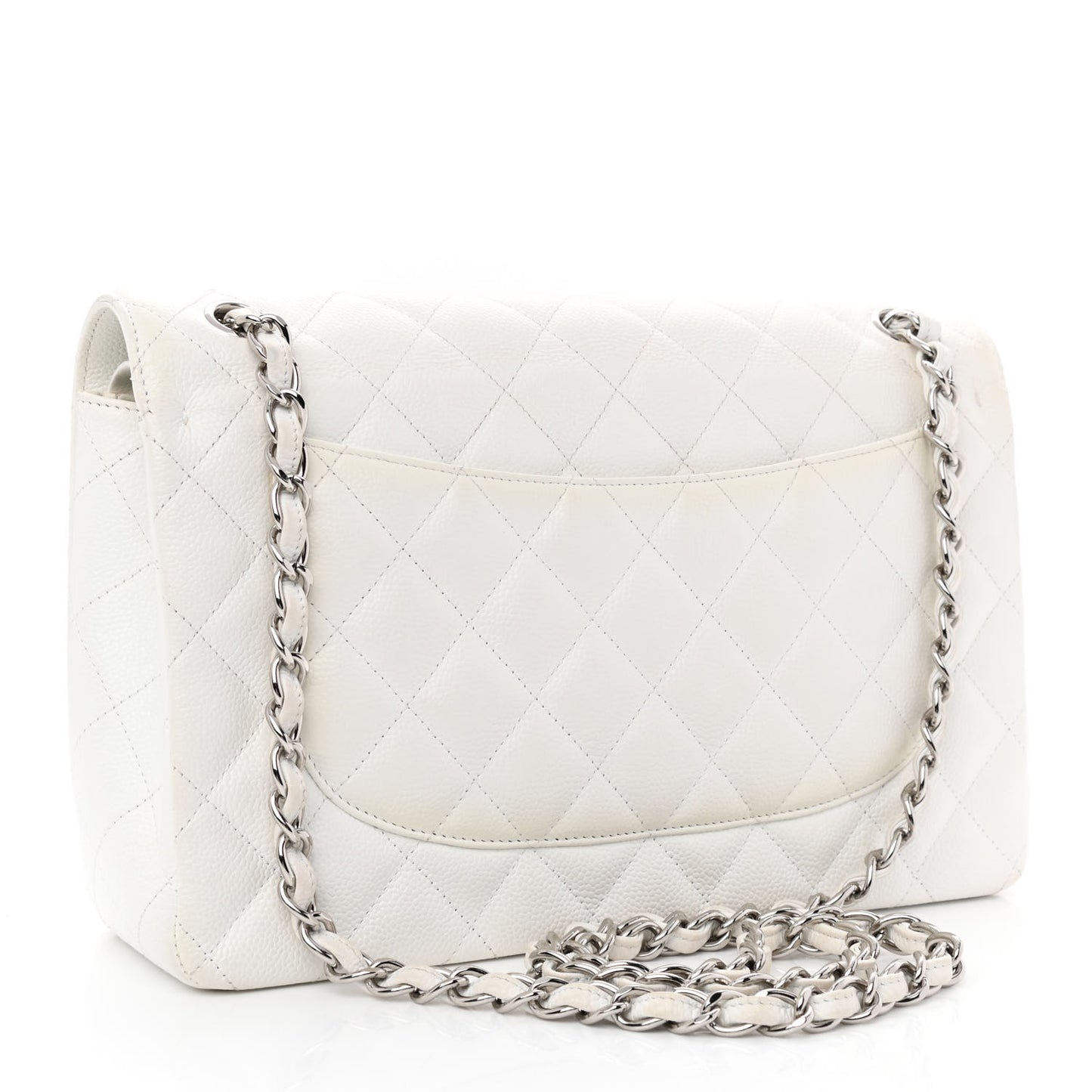 Caviar Quilted Jumbo Double Flap White