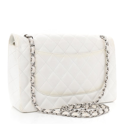 Chanel Caviar Quilted Jumbo Double Flap White 3 of 12