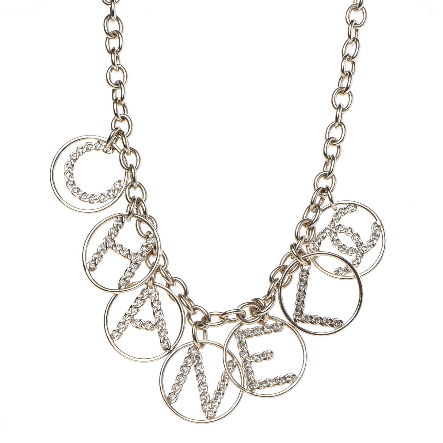 Metal Strass Crystal Logo Necklace Gold