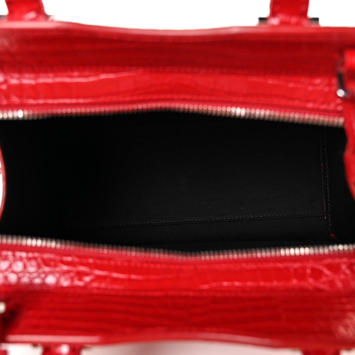 Saint Laurent Calfskin Crocodile Embossed Small Uptown Tote Rouge Eros 4 of 7