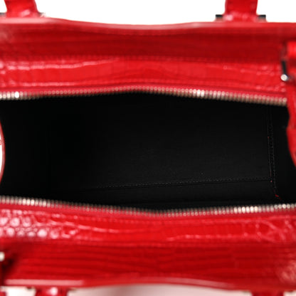 Saint Laurent Calfskin Crocodile Embossed Small Uptown Tote Rouge Eros 4 of 7