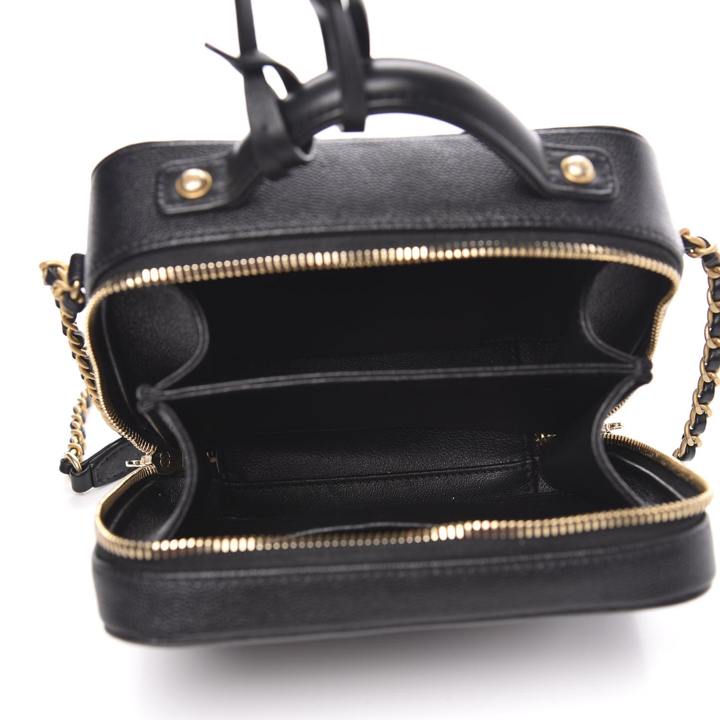 Caviar Quilted Small CC Filigree Vanity Case Black