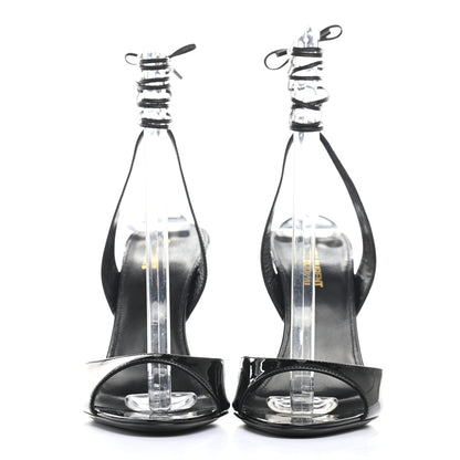 Saint Laurent Patent Calfskin Anouk 95 Ankle Wrap Sandals 39.5 Black 2 of 9