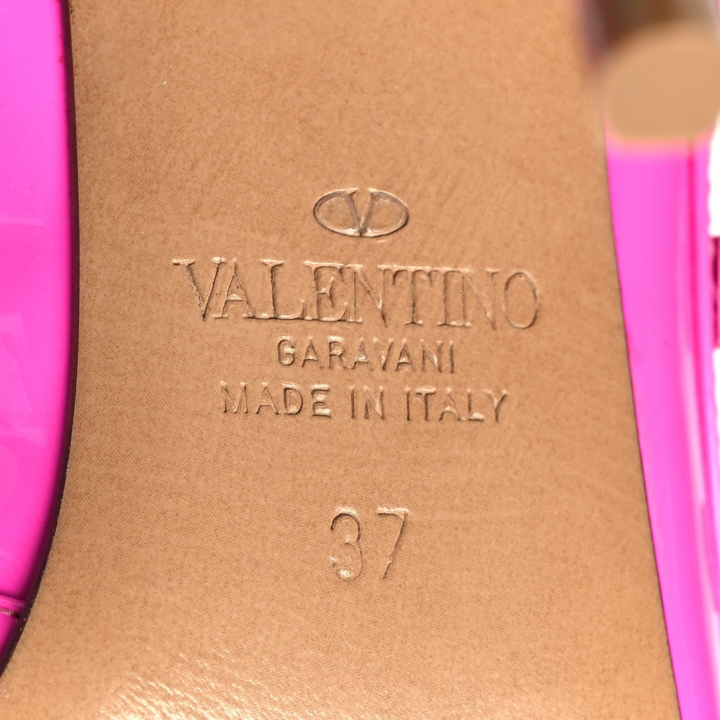 Patent Lacquer Monochrome Rockstud Ankle Strap 100mm Pumps 37 Pink PP