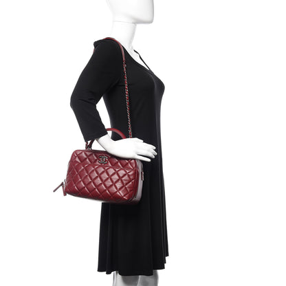 Chanel Lambskin Quilted Medium Trendy CC Bowling Bag Dark Red 2 of 10