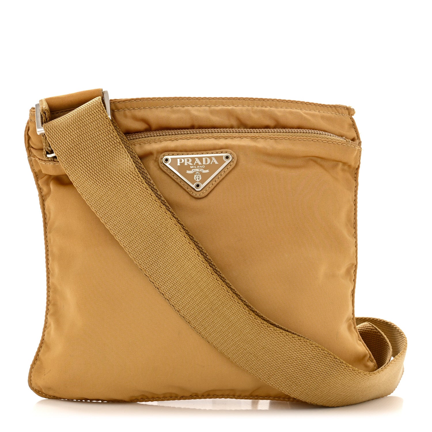 Prada Nylon Vela Flat Messenger Bag Senape 1 of 10