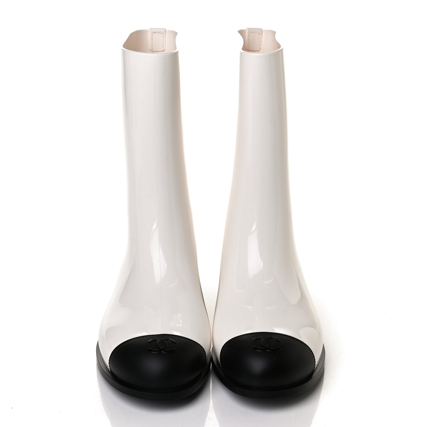 Rubber Rain Boots 38 Ivory Black