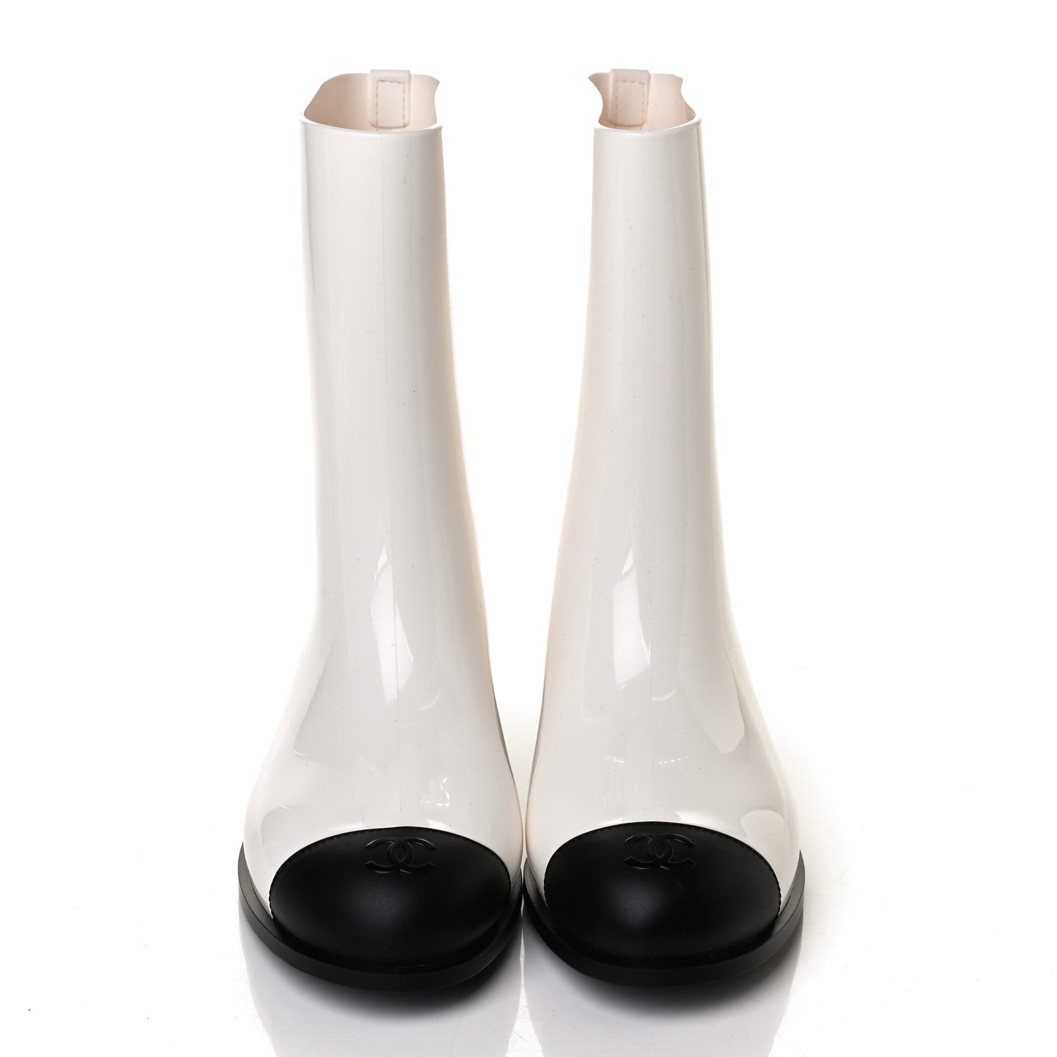 Chanel Rubber Rain Boots 38 Ivory Black 6 of 11