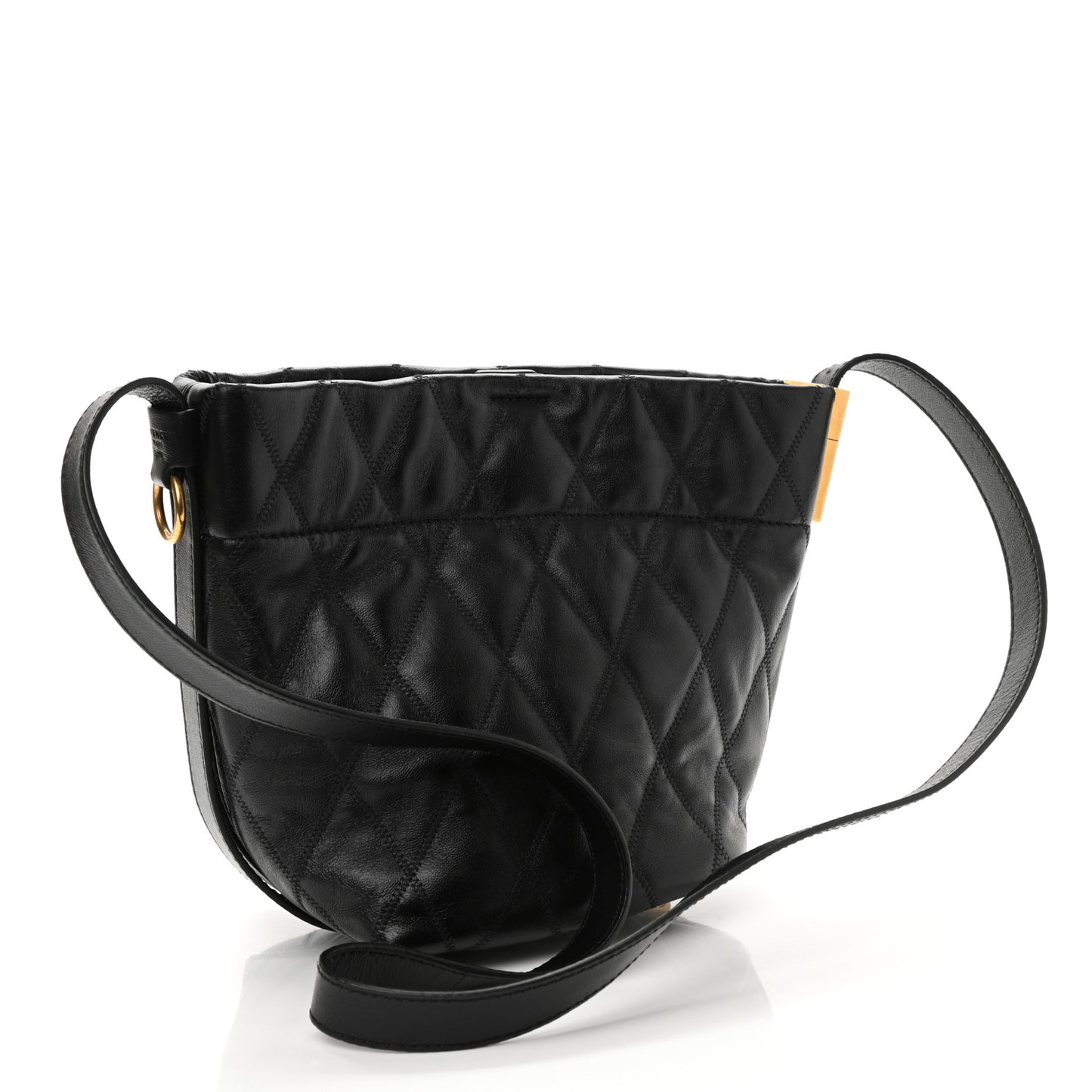 Lambskin Quilted Mini GV Bucket Bag Black