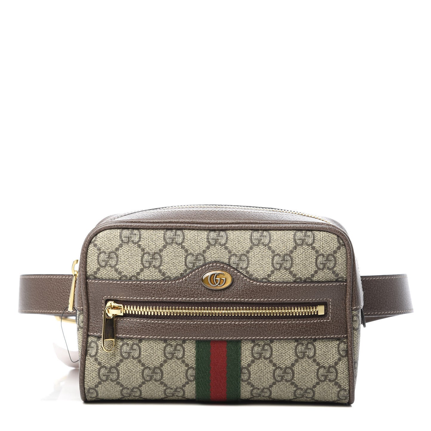 GG Supreme Monogram Web Small Ophidia Belt Bag 95 38 Dark Brown